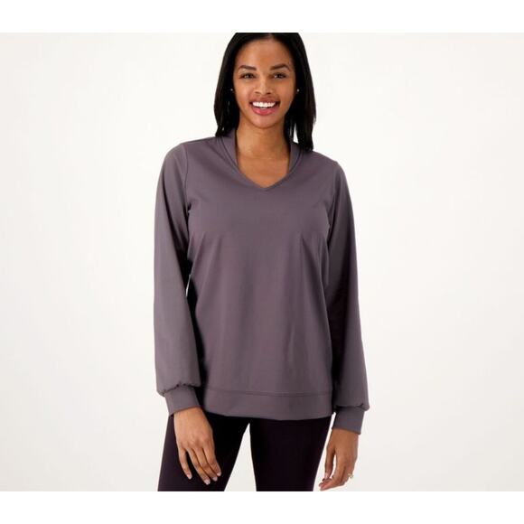 Zuda Woman's Plus Size Z-Move‎ V-Neck Activewear Top 1X Pullover Long Sleeves - Picture 1 of 9